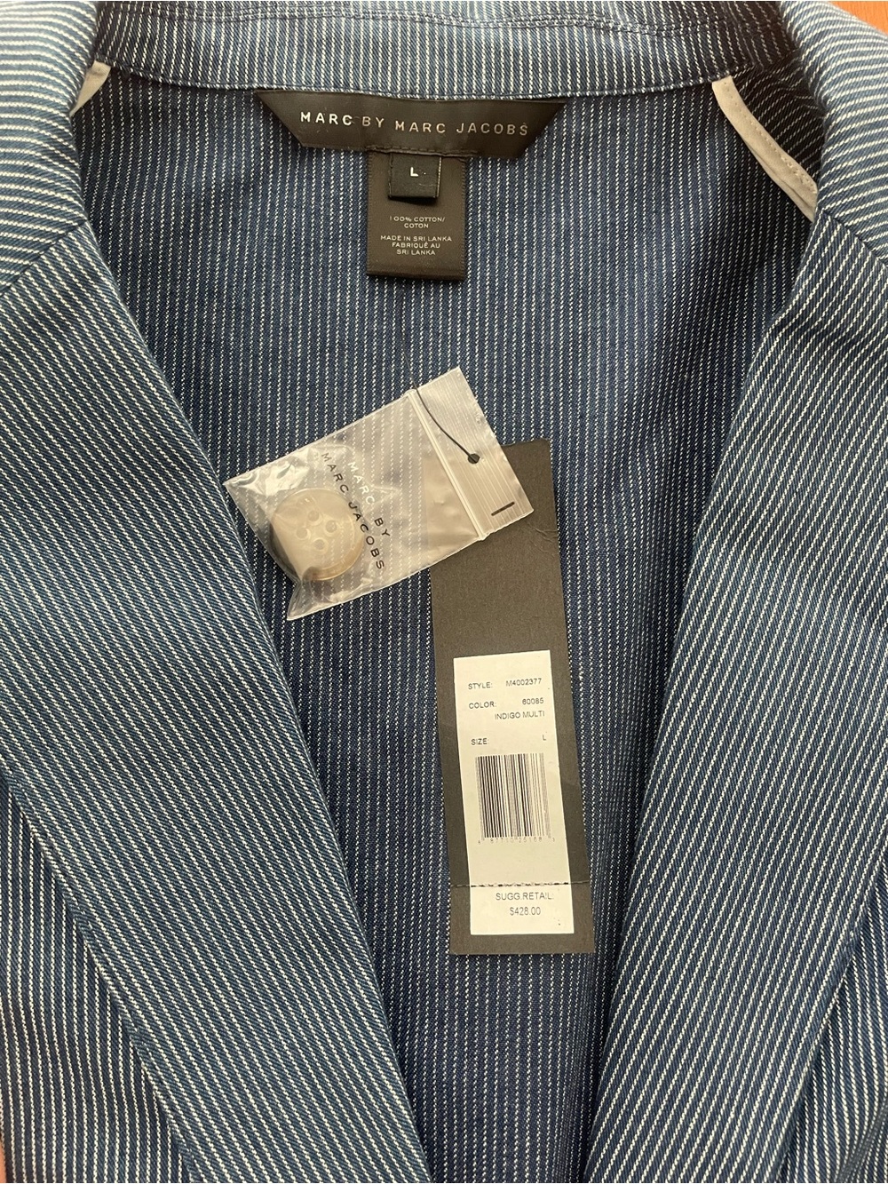 Marc Jacobs summer blazer indigo & white pinstripe NEW with tags XL